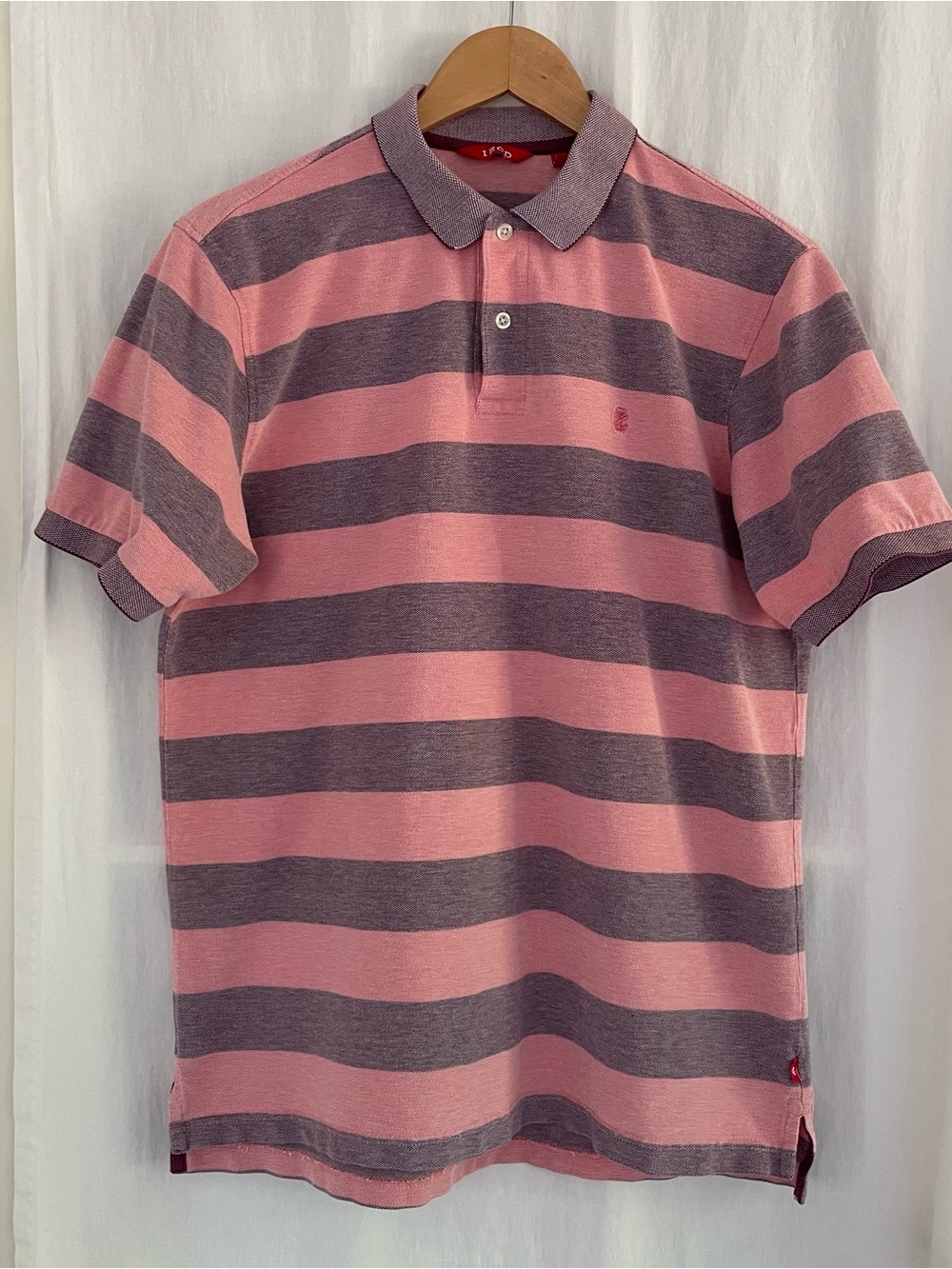 Izod Men’s Pink and Lavender Striped Polo